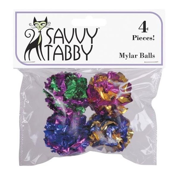 Savvy Tabby Savvy Tabby US1389 04 Mylar Balls - Toys - Pack of 4 US1389 04